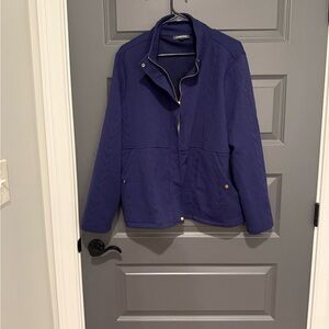 Laurel Gray Vintage Women's Knit Zip Up Jacket in Rich Blue Size XXL